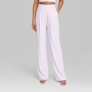 Women's High-Rise Straight Trousers in Light Violet -Wild Fable